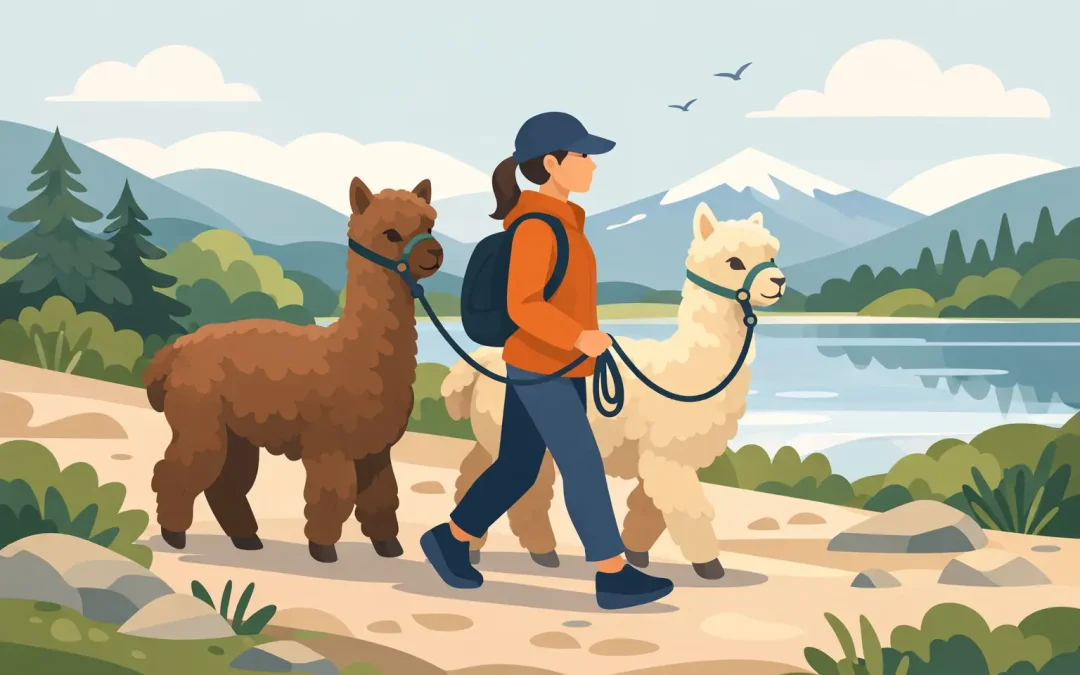 Come funziona una passeggiata con alpaca