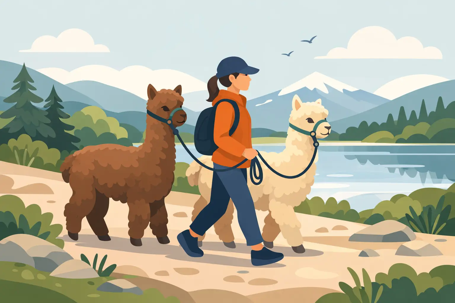 Come funziona una passeggiata con alpaca
