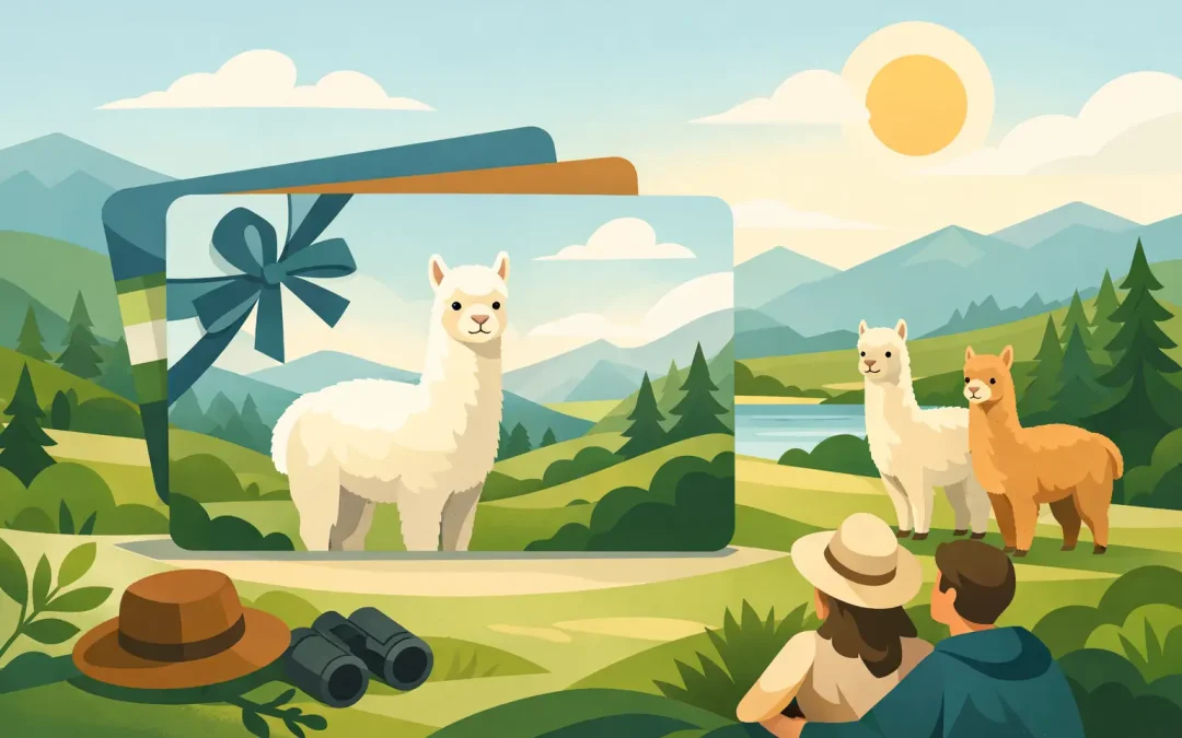 Gift card alpaca per regalare tempo nella natura