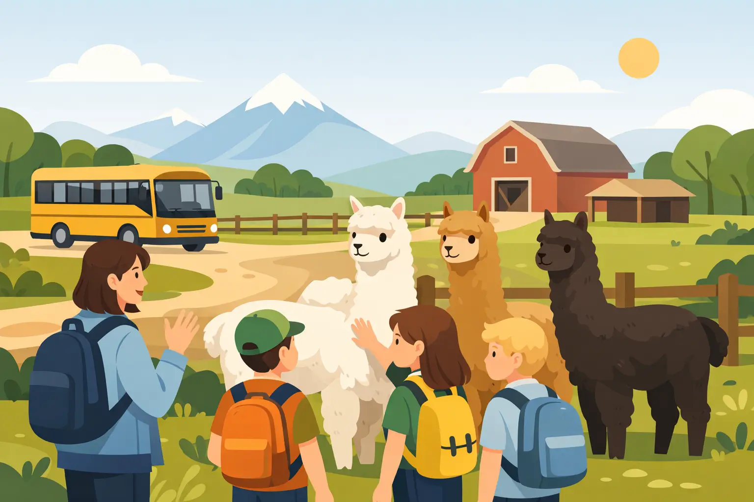 Gita scolastica con alpaca: come funziona